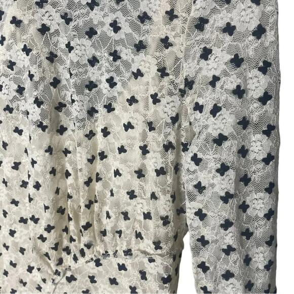 Free People Women’s Sz XS Long Sleeve Mini Dress Cream / Black - Picture 6 of 10